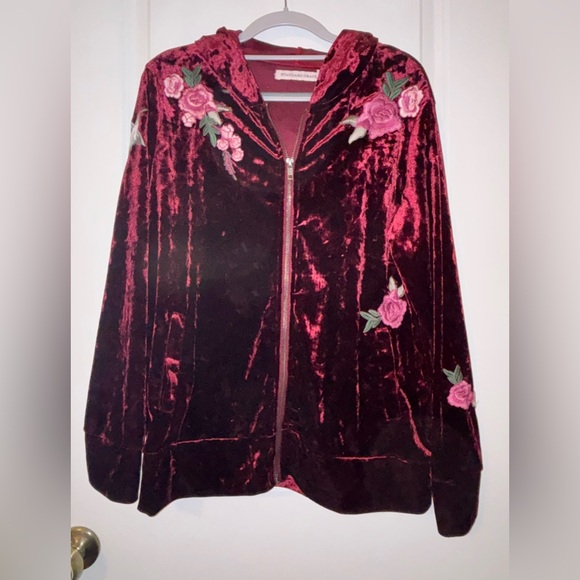 Standard Grace Jackets & Blazers - Embroidered Maroon/Burgandy Velvet Jacket